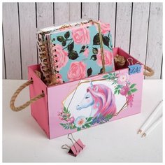 Ящик для хранения с верёвкой "Единорог", 250 х 135 х 120 мм 4765813 Сима ленд