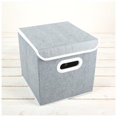 Короб для хранения с крышкой 25х25х25 см "Вензель", цвет серый 2778230 Сима ленд