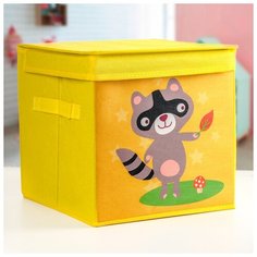 Короб для хранения с крышкой детский 25х25х25 см "Енотик" 3783587 Сима ленд