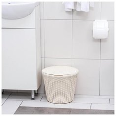 Корзина для белья круглая с крышкой 15 л, 32х32х27 см "Ротанг", цвет слоновая кость 5451253 Violet