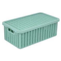 Корзина с крышкой 3 л "Вязание", цвет фисташковый 2655895 Idea (М Пластика)