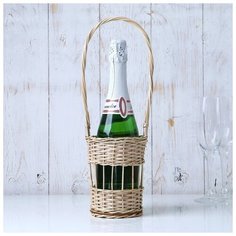 Корзина «Праздник», под бутылку шампанского, 10х10х14/37 см, лоза 3426255 Сима ленд
