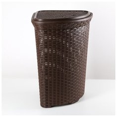 Корзина для белья угловая с крышкой 60 л, 40х40х58 см "Ротанг", цвет коричневый 1118811 Violet
