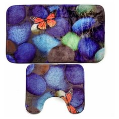 Набор ковриков для ванны и туалета 2 шт 38х45, 43х73 см "Камни" 2989766 Доляна