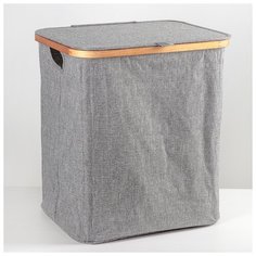 Корзина для белья с крышкой "Минимал" 40х33х45,5 см, серая 4333601 Сима ленд