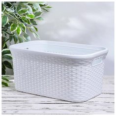 Корзина для белья прямоугольная без крышки 32 л, 50х31х25 см "Ротанг", цвет белый 1118841 Violet