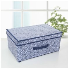 Короб для хранения с крышкой 45х30х20 см "Волна", цвет синий 2694129 Доляна