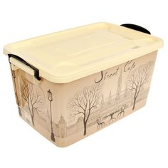 Контейнер для хранения "Уличное кафе" 35 л, цвет слоновая кость 2521536 РОССПЛАСТ