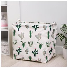 Корзина для белья с ручками "Кактусы" 50х40 см 5469880 Сима ленд