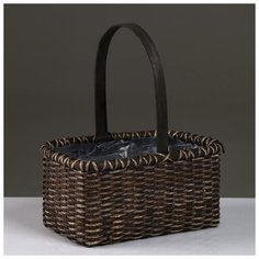 Корзина плетеная (ротанг), 24,5х16хН11/27,5 см, тёмный 5413435 Сима ленд