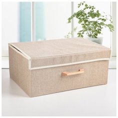 Короб для хранения с крышкой 43х30,5х18,5 см "Франческа", цвет бежевый 3692700 Сима ленд
