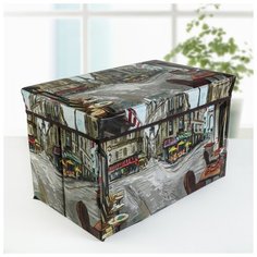 Короб для хранения с крышкой 48х32х32 см "Париж в красках" 3940211 Сима ленд