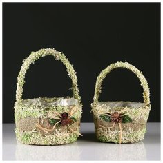 Набор корзин, 2 шт, 21X21X13/29 см, 17X17X12/25 см 4939112 Сима ленд