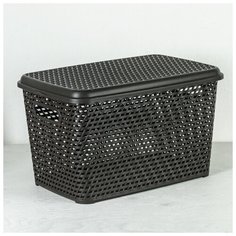 Корзина с крышкой 23 л "Ротанг", цвет коричневый 3940614 Idea (М Пластика)