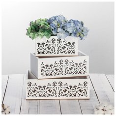 Набор деревянных ящиков 3 в 1 «Узоры» с лазерной резкой, 30 х 25 х 20 см 4710981 Дарите счастье