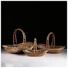 Набор корзин, 3 шт. L: 56х32х14х38 см, M: 49х26х12х31см, S:42х20х10х25см 5215636 Сима ленд