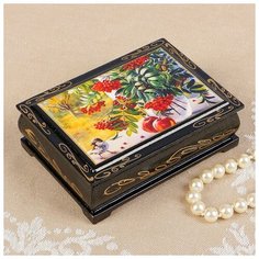 Шкатулка «Рябина на окне», 8×10 см, лаковая миниатюра 2407403 Сима ленд