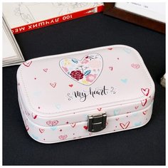 Шкатулка кожзам для украшений "Сердце с цветами" миниатюра 4,5х15х10 см 4466331 Сима ленд