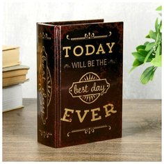 Шкатулка-книга дерево кожзам "Сегодня самый лучший день" 16х11х4,5 см 4060591 Сима ленд