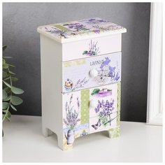 Шкатулка дерево комод 3 ящика "Прованс. Лаванда" 18,5х11,5х7,5 см 5166268 Сима ленд