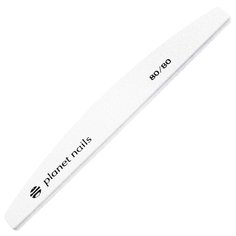 Planet Nails 20205 Пилка для ногтей широкая полукруглая белая 80/80