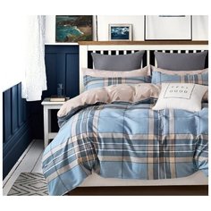 Комплект постельного белья Миланика "Квадрат", 2-спальный с простыней Евро, Сатин-твил 100% хлопок, наволочки 70х70-2 шт. 50х70-2шт. Milanika