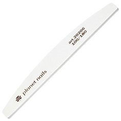 Planet Nails 20206 Пилка для ногтей широкая полукруглая белая100/180