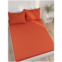 Простынь на резинке "Терракот" 90х200 см , лён Сказка