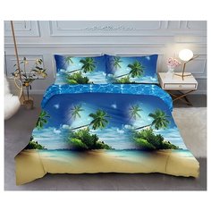 Постельное белье на резинке Mercury Home Райский уголок Евро Поплин