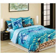 Постельное белье Mercury Home Дельфины Евро Перкаль