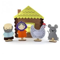 Пальчиковый театр Сказка Курочка Ряба (герои+домик) Фетров