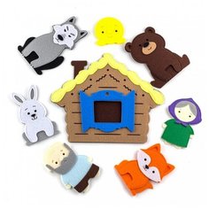 Пальчиковый театр Сказка Колобок (герои+домик) Фетров