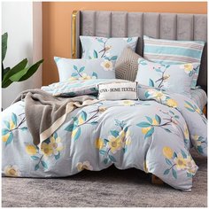 Постельное белье СИТРЕЙД LR-373, семейное, Сатин, простыня на резинке 160х200х25 см, наволочки 50х70 и 70x70 см