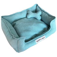 "Лежанка прямоугольная Gaffy Pet Зефир с игрушкой, цвет светло-зеленый, размер S, 49 см на 37 см, велюр, для кошек и небольших собак, легко чистится и очень "