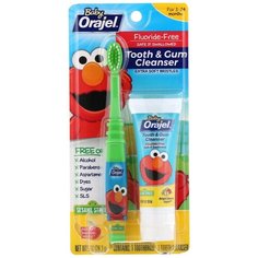 Orajel, Детский набор зубная щетка и зубная паста Elmo, без фтора, банан и яблоко, 3-24 месяца, 28,3 г