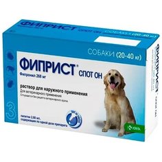 KRKA Фиприст спот он капли для собак 20-40 кг от блох и клещей 3 пипетки
