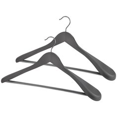 Набор вешалок дерев., 2 шт., с расшир. плечиками и переклад., 44.5*23*5.8 см, цвет серый, JAPANESE BLACK Valiant