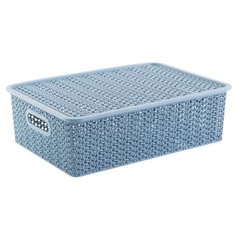 КОРЗИНА ДЛЯ ХРАНЕНИЯ С КРЫШКОЙ "ВЯЗЬ" 7,5 Л 35*24,5*10,5 СМ (ГОЛУБАЯ НОРКА) (1/11) "ВИОЛЕТ" Violet