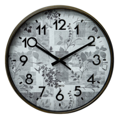 Часы настенные круглые Home art 32х32х4,5см белый, черный, серый Olaff