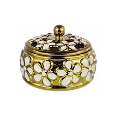 Конфетница с крышкой Home Art CLUB 12,5х12,5х10см белый, золотистый Balsford