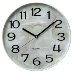 Часы настенные круглые Home art "Белый мрамор" 30х30х4,1см Olaff