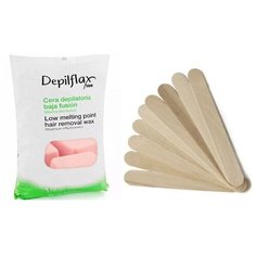 Набор (Воск горячий Depilflax РОЗОВЫЙ 1кг+ шпатели деревянные)