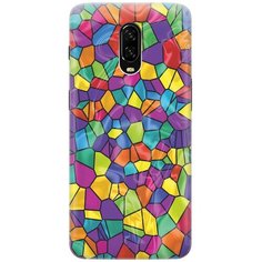 Cиликоновый чехол на OnePlus 6T / ВанПлюс 6Т с принтом "Яркая мозаика" Gosso
