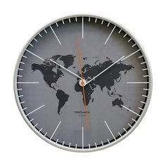 Часы настенные TROYKA 77777733, круг, серые, серебристая рамка, 30,5х30,5х5 см Тройка