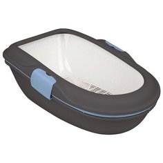 Туалет Berto с бортиком и сеткой, 39 × 22 × 59 см, тёмно-серый/пастельный синий/гранит Trixie