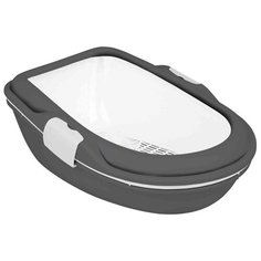 Туалет Berto XL с бортиком и сеткой, 47 х 26 х 69 см, антрацит/белый Trixie