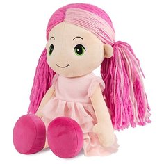 Игрушка мягкая из серии "Maxitoys" "Кукла стильняшка с розовой прядью в платье с воланами"