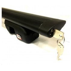 Комплект багажника на крышу Amos NOWY (дуга Крыло 130см, с замком, чёрный ) на рейлинги AmosNOWY+AmosAAL130BLACKLOCK на Audi A4 2015-2019, BMW 5 2003-2010, универсал, BMW X3 2003-2010, BMW X5 2006-2013, Citroen C-Crosser 2007-2013, Citroen C4 Picasso  Амос