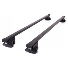 Комплект багажника на крышу Amos ALFA (дуга 120см) на рейлинги AmosALFA+AmosUO120 на Audi A4 2000-2019, универсал, BMW 3 2004-2010, универсал, Chery Kimo (A1) 2007-2013, Chery Tiggo 2005-2015, Chery Tiggo 2 2017-2021, Chery Tiggo 4 2018-2021, Chevrole Амос