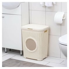 Корзина для белья "Ротанг"40л с иллюминатором (белый) Violet